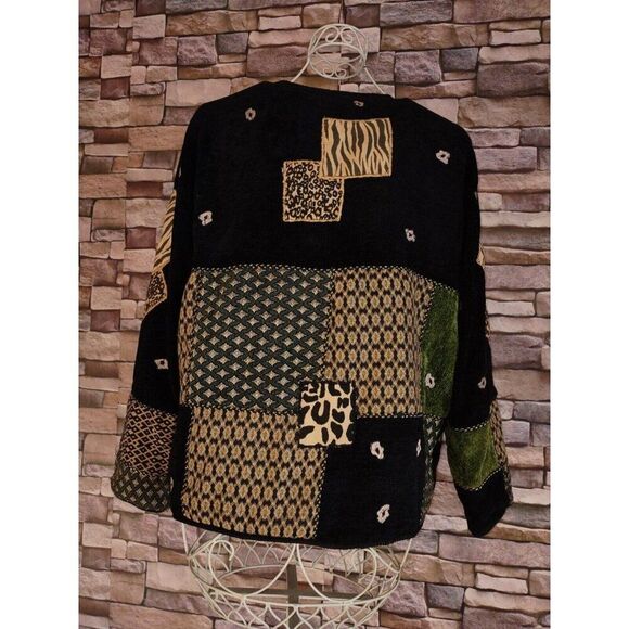 5/$25 Sz Small Alex Kim Animal Print Art Blazer Jacket Unique Abstract Tapestry - Picture 7 of 9